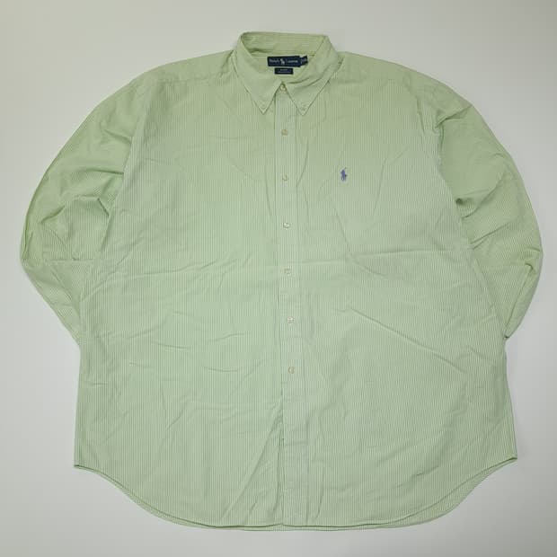 CL439 2XL 폴로 90s 코튼 스트라이프 라이트그린 셔츠 남방