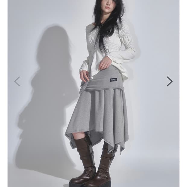 애즈온 레나 언발란스 스커트 그레이