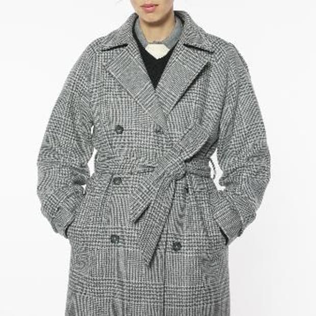 스파오 SPAO 체크 패턴 롱 트렌치 코트 자켓 재킷 점퍼 여성 아우터