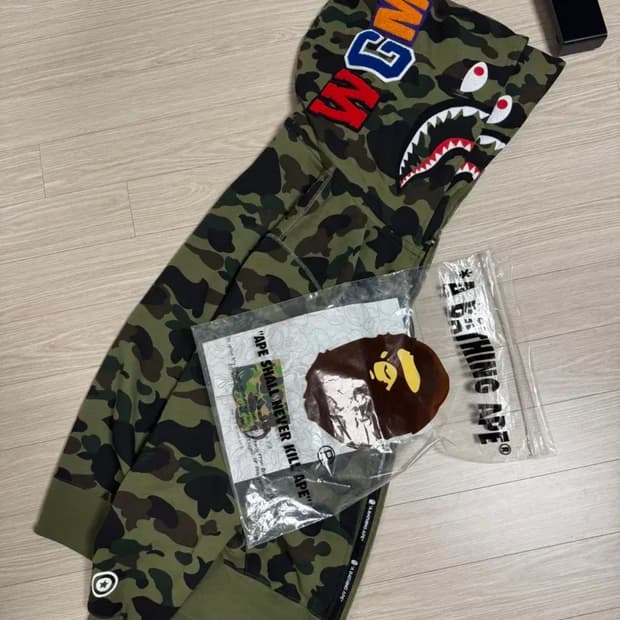 베이프 더블샤크 카모후드집업