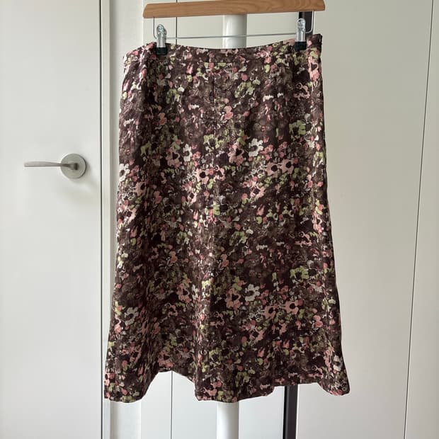 Muted Floral Silk Skirt