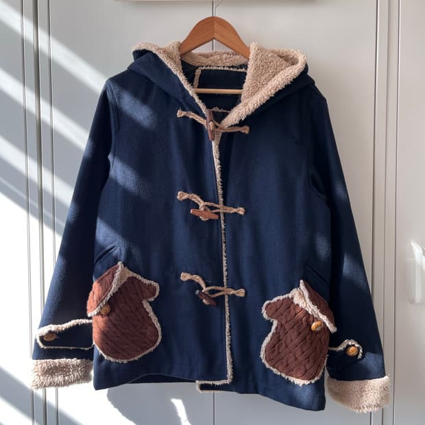 (Rare) Up start 양털 더플 후드 숏코트 