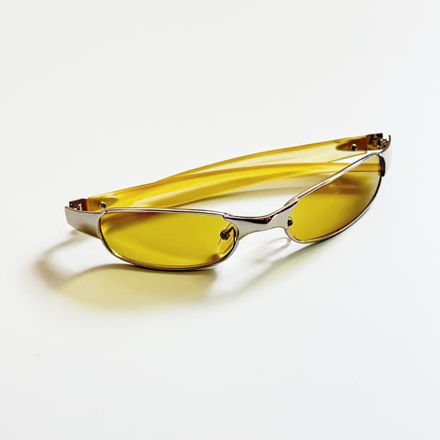 90s 크롬 메탈릭 슬림스퀘어 틴트 빈티지 선글라스