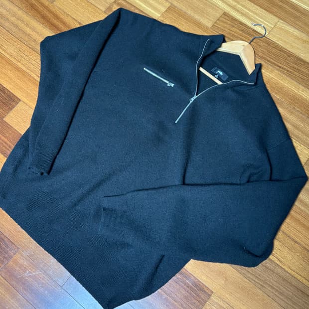 스투시 하프 집업 모크넥 스웨터 블랙