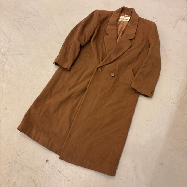 일본 빈티지 브라운 캐시미어 혼방 롱코트