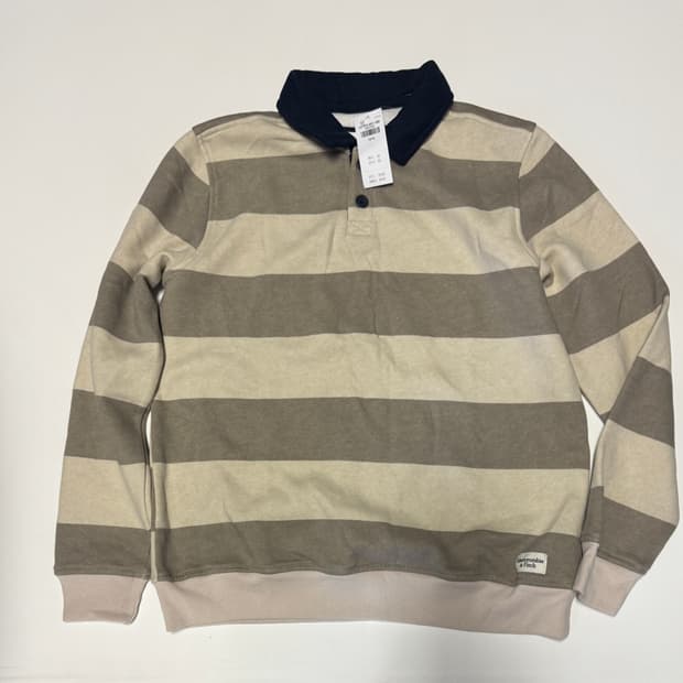 < 새상품> 여성 아베크롬비 스트라이프 기모 럭비 카라티 M