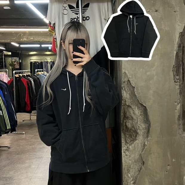 나이키 기모 후드집업 블랙 XL  #csz2814