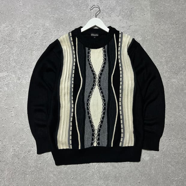 일본 빈티지 Vitoria 케이블 블랙 니트