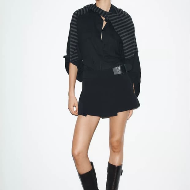 자라 주름 벨트 큐롯 팬츠