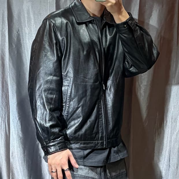 L 글로시 쉽스킨 내피 싱글 레더자켓