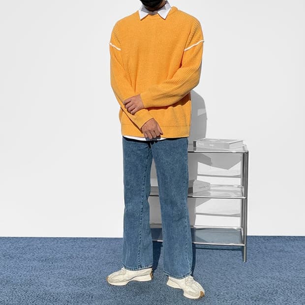 [os] 미니멀 비비드 크루넥 니트