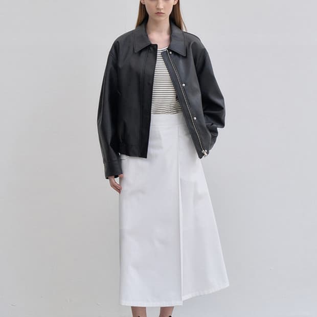 닐바이피 레더 집업 블루종 가죽자켓 Leather zip-up blous