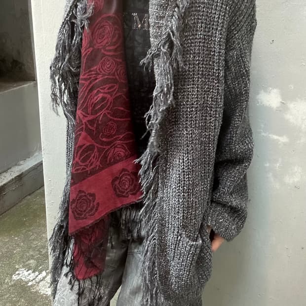 *rare design* 2000s V-kei 그레이 디테일 가디건