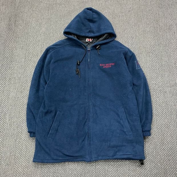 Blue vacation sports 누빔 후드 플리스 집업 v5250
