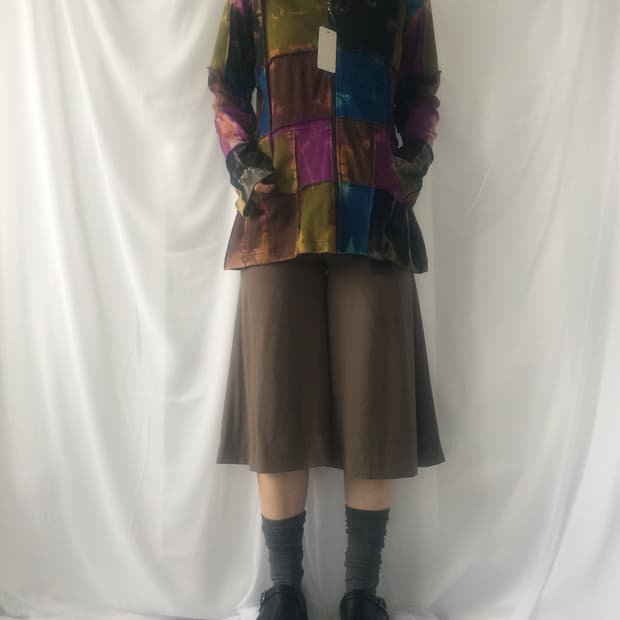 Patch work hood zip up