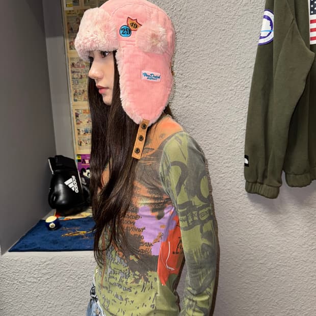Von Dutch 본더치 코듀로이 트루퍼 햇 핑크