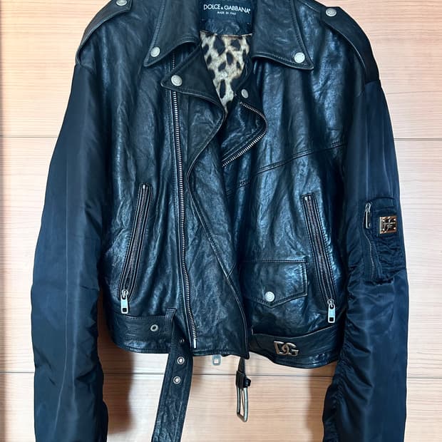 돌체앤가바나 가죽 봄버 자켓