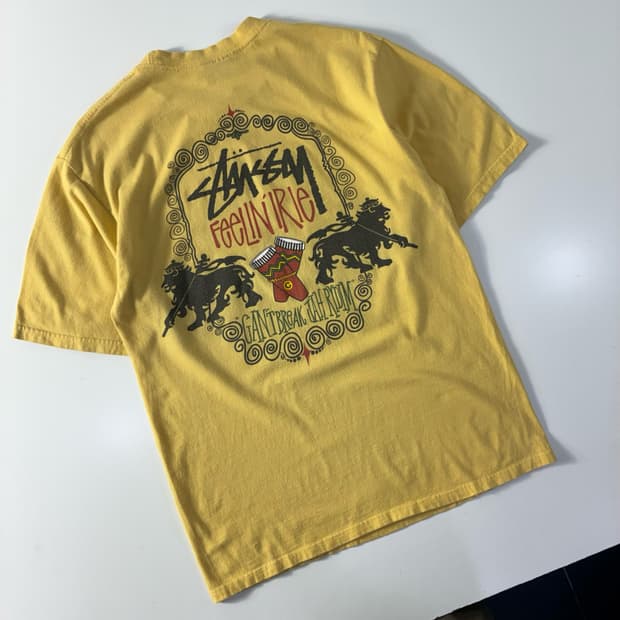 Stussy 스투시 feelin irie 라이언 머스타드 반팔티