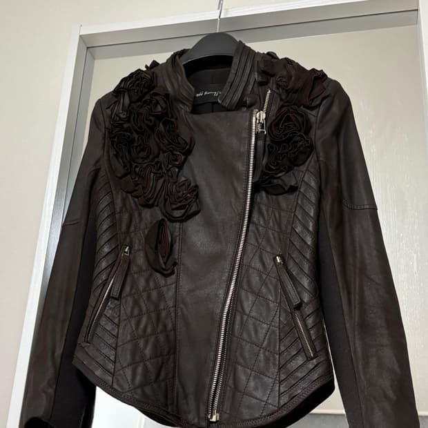 빈티지 다크브라운 로즈 레더 자켓