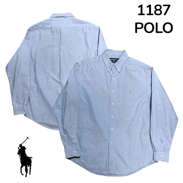 폴로 솔리드 단색 소라색 셔츠 L