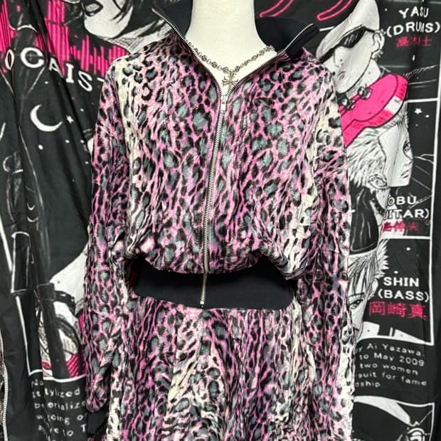 연말파티룩 갸루 호피 핑크 레오파드 원피스