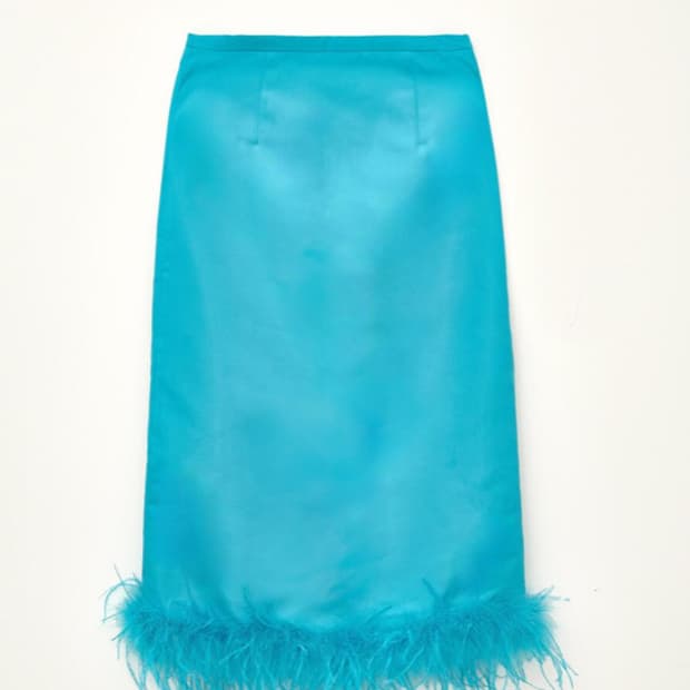 문선 오스트리치 스커트 블루