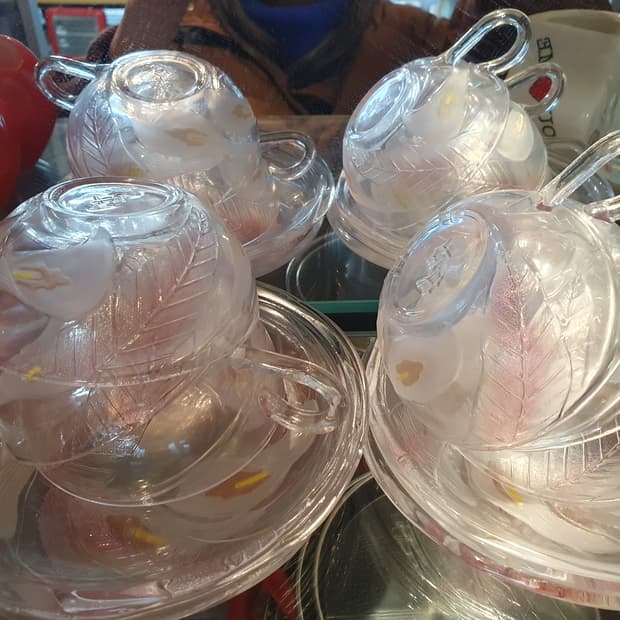 빈티지  크리스탈 커피잔  세트