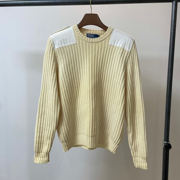 (L) 폴로 랄프로렌 견장 패치 램스울 니트