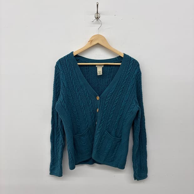 L.L.Bean 케이블 니트 가디건 청록색 여성 M