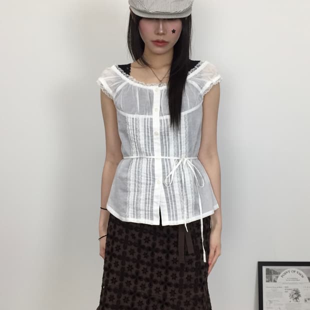 Jpn Fairycore Sleeveless Ruffle Shirts
