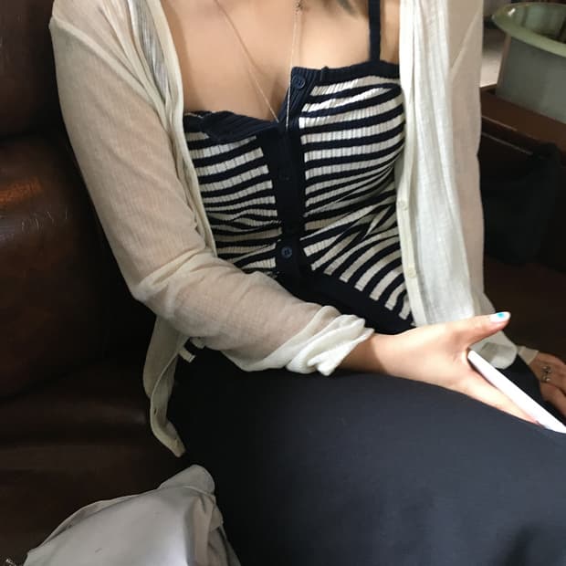 아워캐비넷 pipi stripe sleeveless 피피 스트라이프 나시