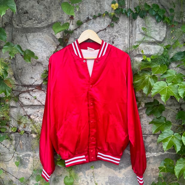 7~80s sport cheif usa 빈티지 사틴 바시티 자켓 L