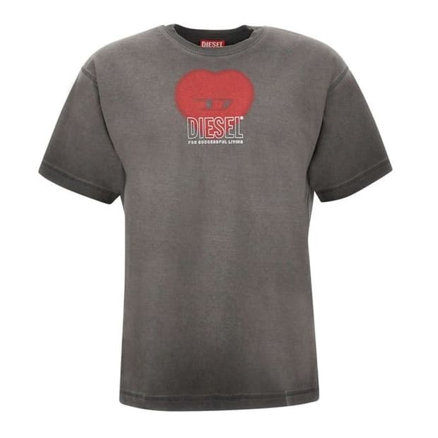 디젤 하트프린팅 크루넥 티셔츠