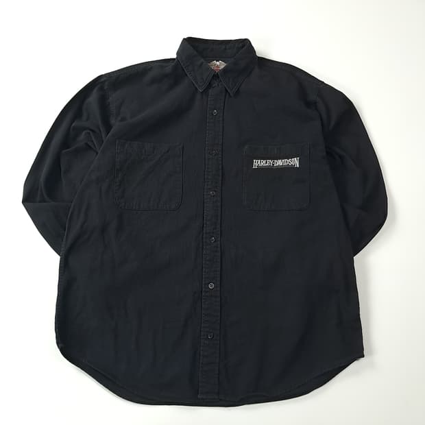 CA367 XL 할리데이비슨 90s 홍콩판 블랙 워크 셔츠 남방