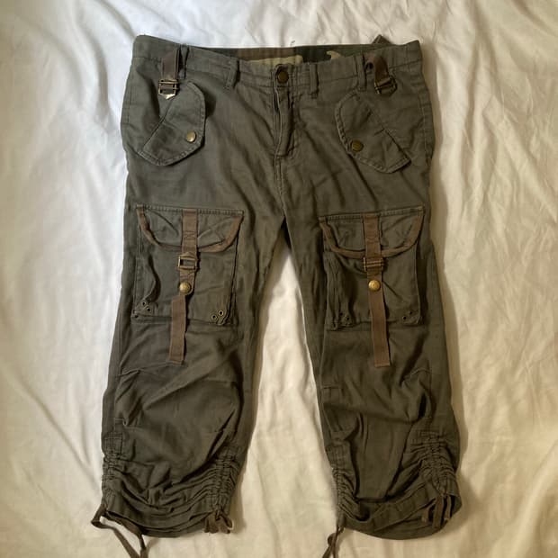 camo shirring cargo pants