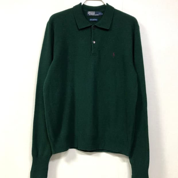폴로 랄프로렌 남성 램스울 100% 긴팔 카라 니트 M _ 그린