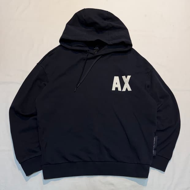 아르마니 익스체인지 로고 후드티 블랙