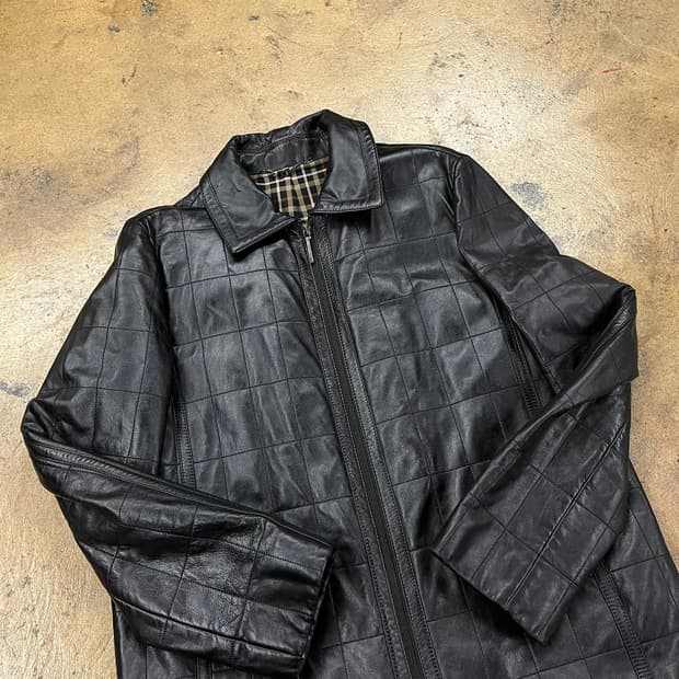 [정품/95] 닥스 런던 블랙 퀼팅 가죽 자켓 b16