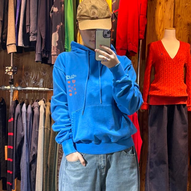 (새상품) S,M,L 앤더슨밸 x 아더에러 시그니처 블루 하트 자수 후디