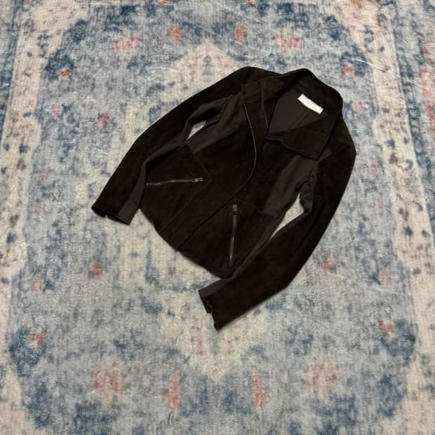 Donna karan brown trimming swede leather