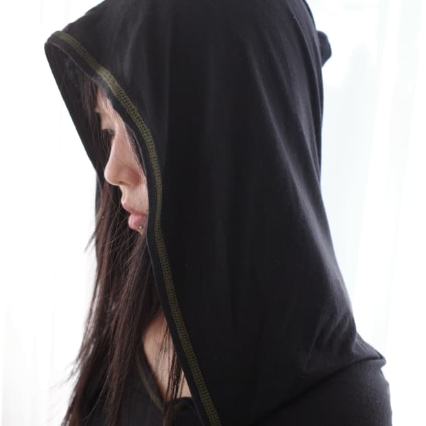 Drape hood dress