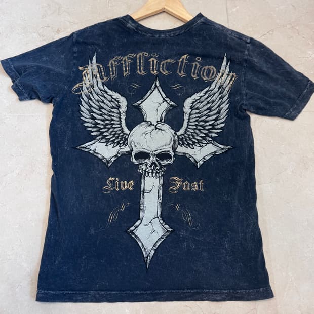 affliction cross printed t shirt