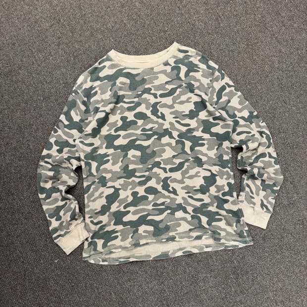 OS)Liberty&Valor 빈티지 카모 패턴 와플 롱슬리브