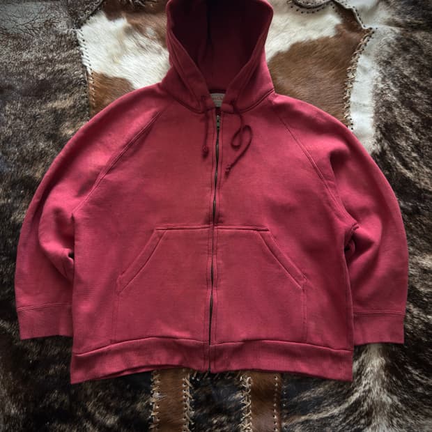 vintage Red plane Washed Hood Zip-up