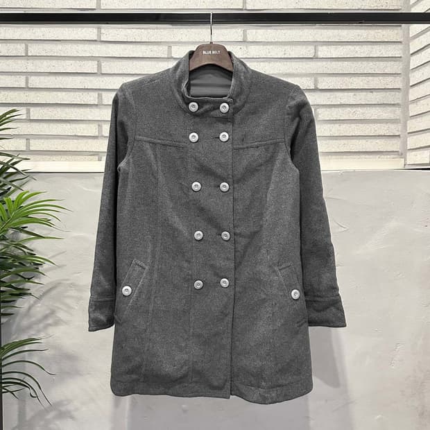 JPN VINTAGE 리버시블 하프 코트 더블 버튼 투포켓 디테일 그레이