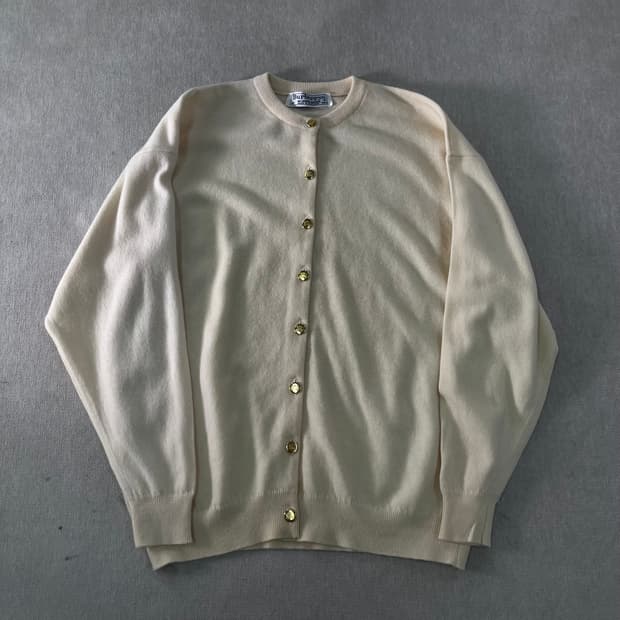 W100 버버리 90s 금장 백화점택 램스울 가디건