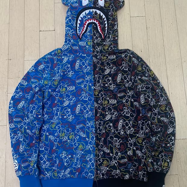 베이프 x 메디콤 토이 카모 베어 샤크후드집업(L~XL)