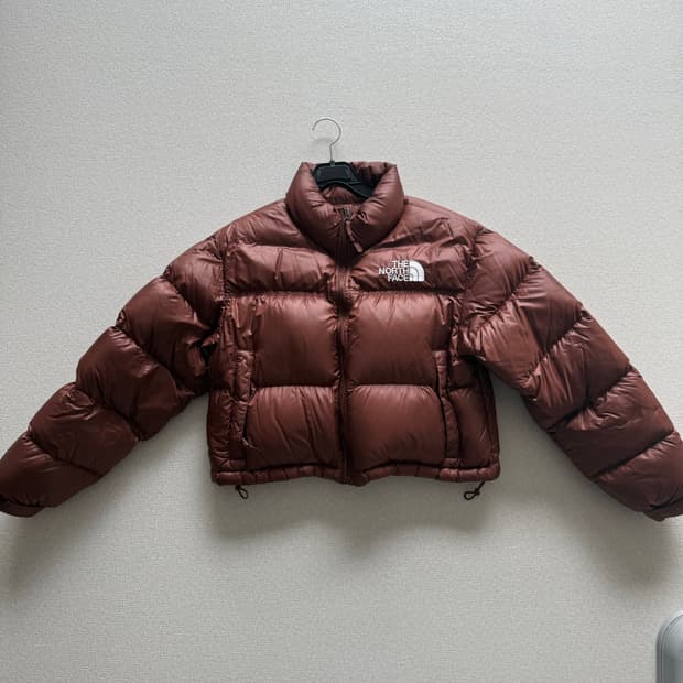 노스페이스 눕시 숏 패딩 브라운L