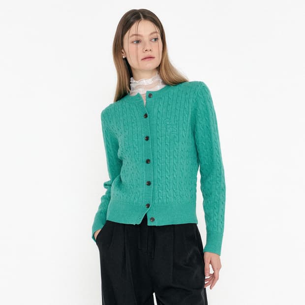 제너럴 아이디어 우먼 걸 케이블 가디건 민트 S 