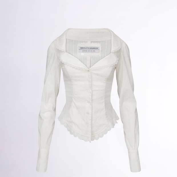 Clover Leaf Neck Blouse Ivory S